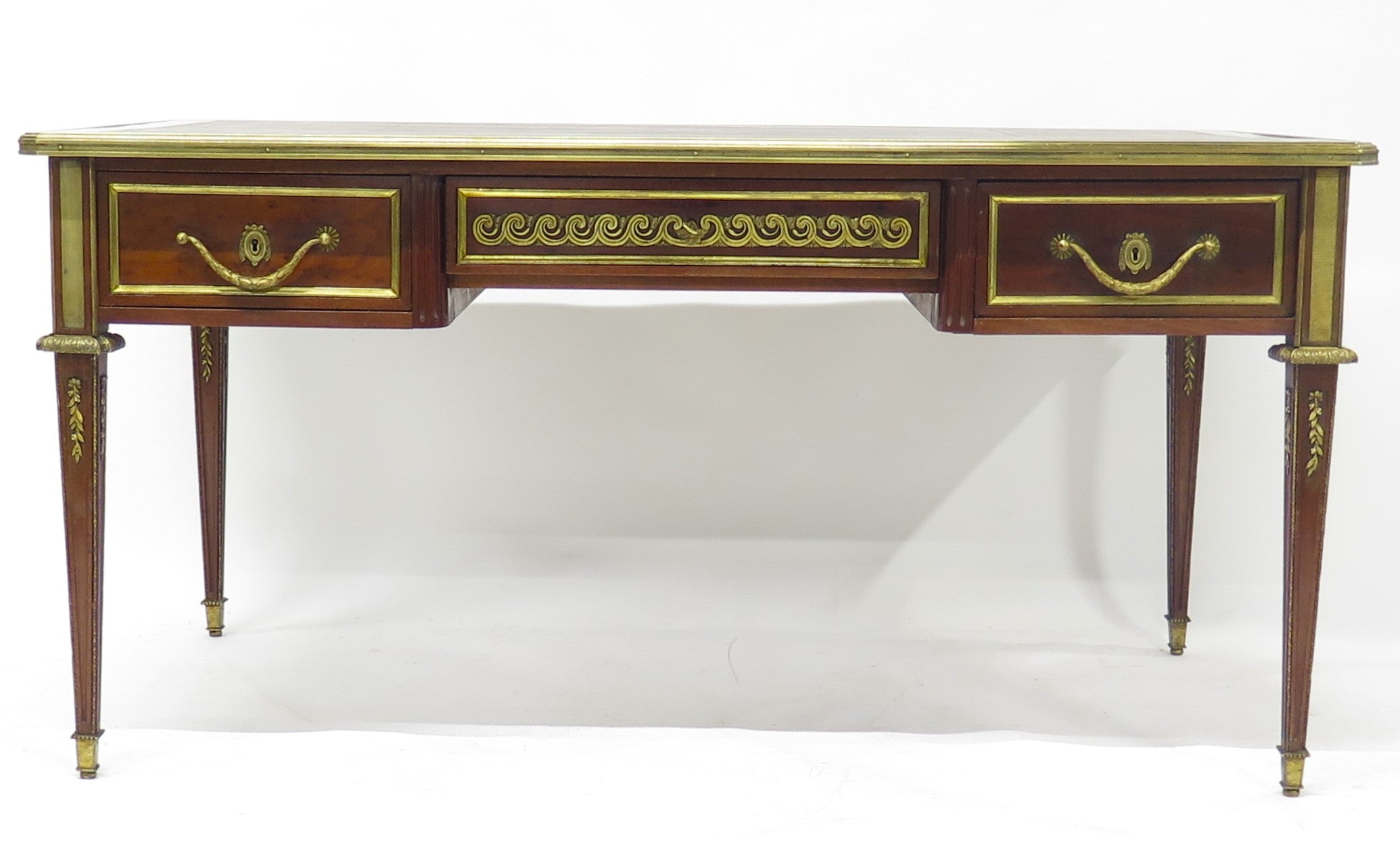 Late 19th Century Louis XVI Style Plum Pudding Mahogany Writing Desk