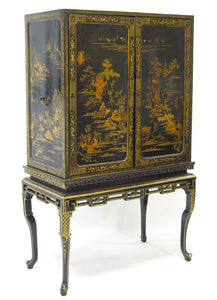 Late 18th Century Rectangular Chinese Export Lacquered Cabinet on Stand