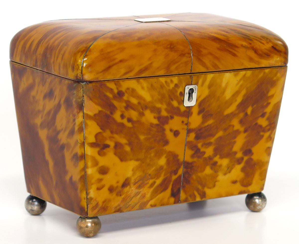 George III Tortoise Shell Tea Caddy with Cushion Top – Nick Brock Antiques