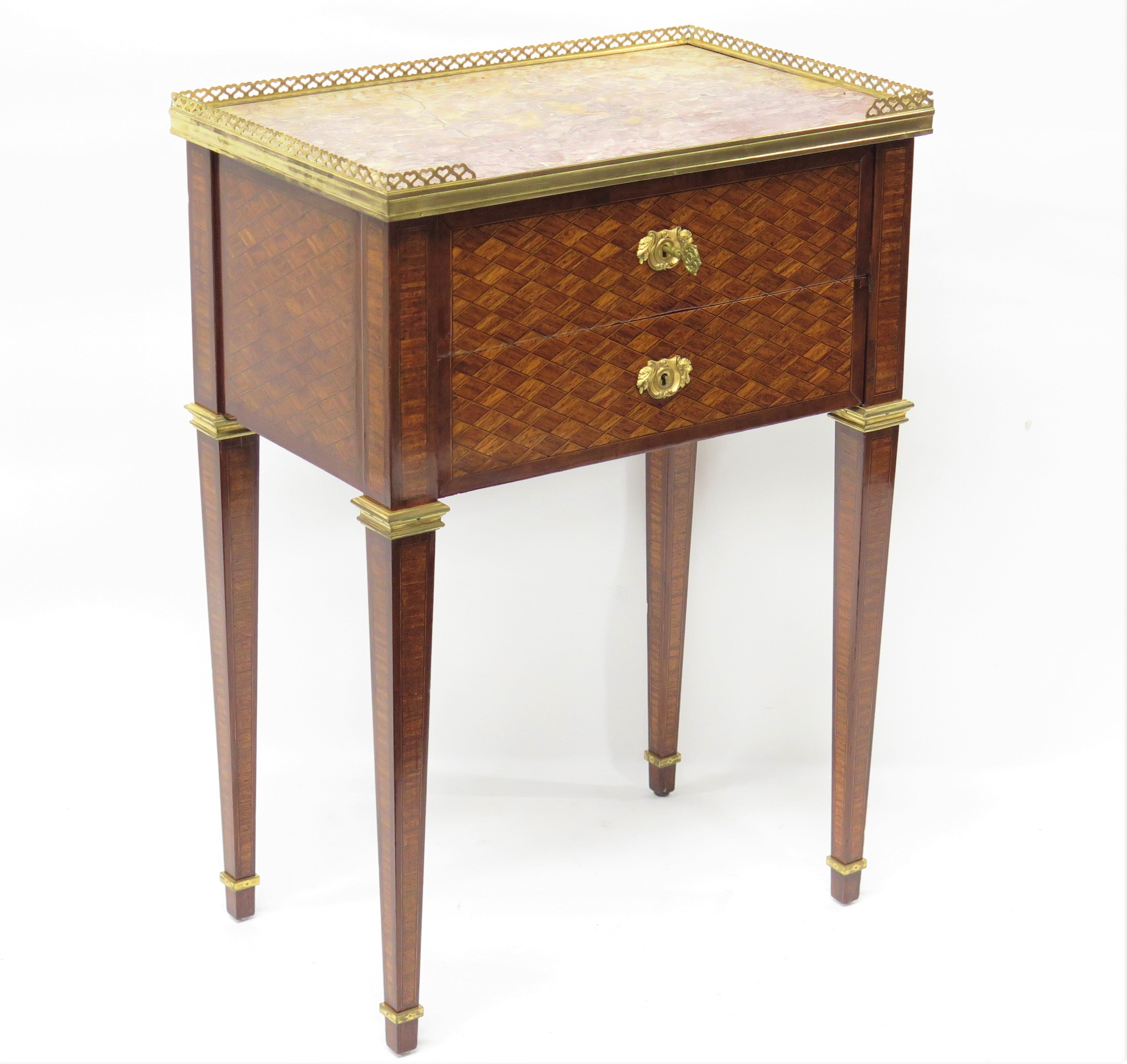 Louis XVI Style Working or Bedside Table with a Marble Top