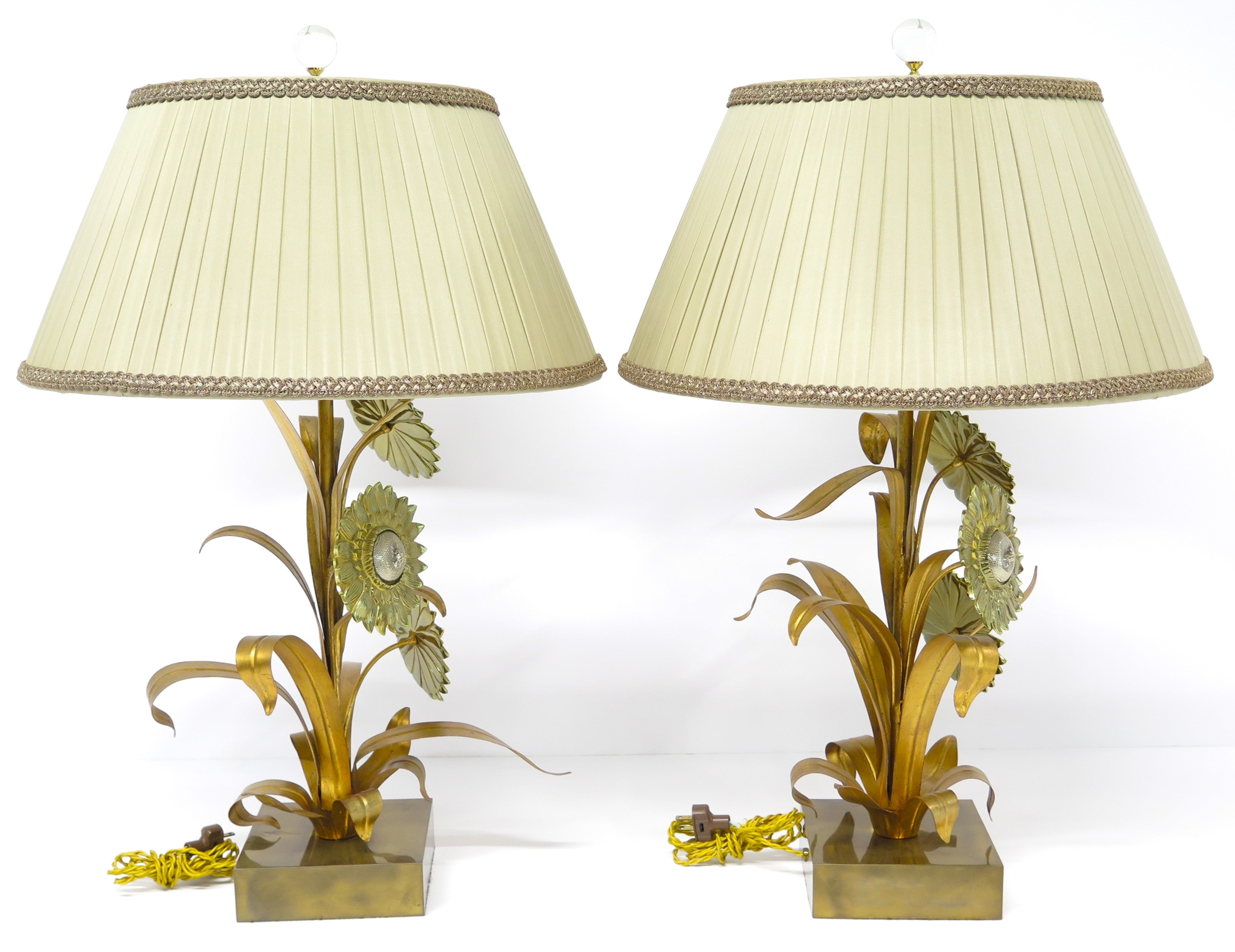 A Pair of Maison Jansen Gilt Metal and Bronze Lamps