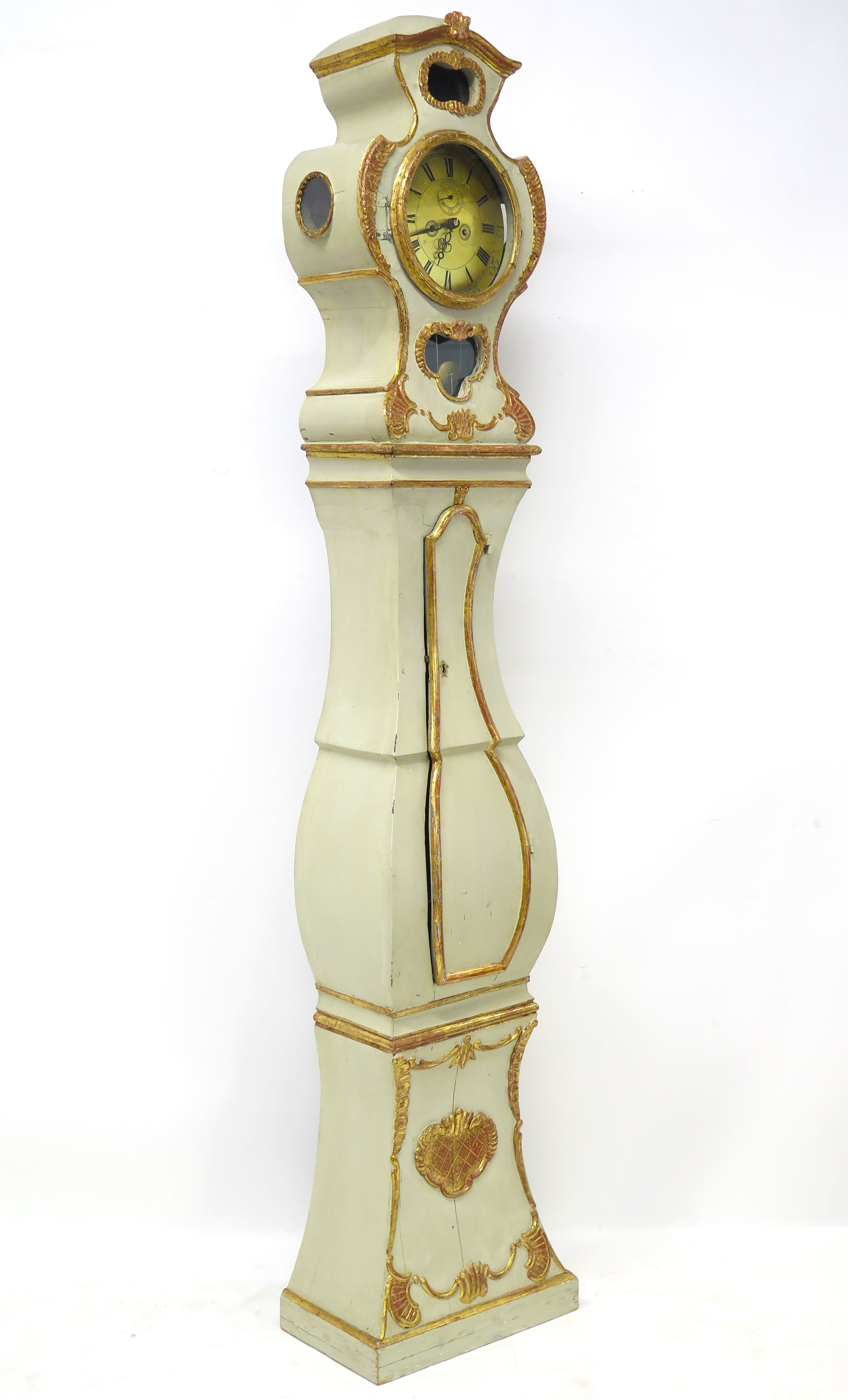 Baroque Paint and Parcel Gilt Longcase Clock