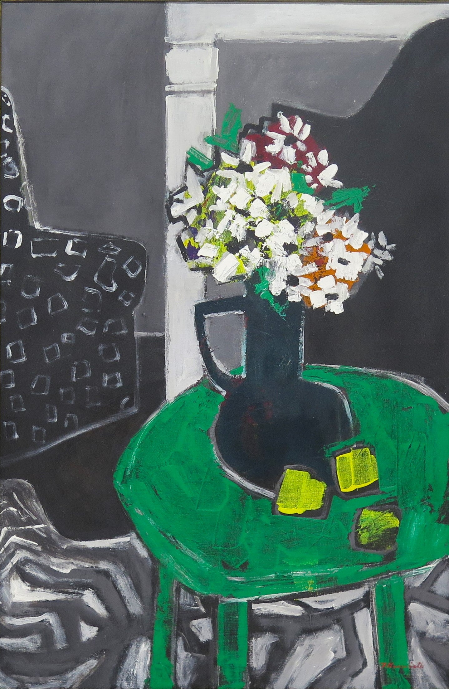 Modernist-Style Oil on Canvas Still Life