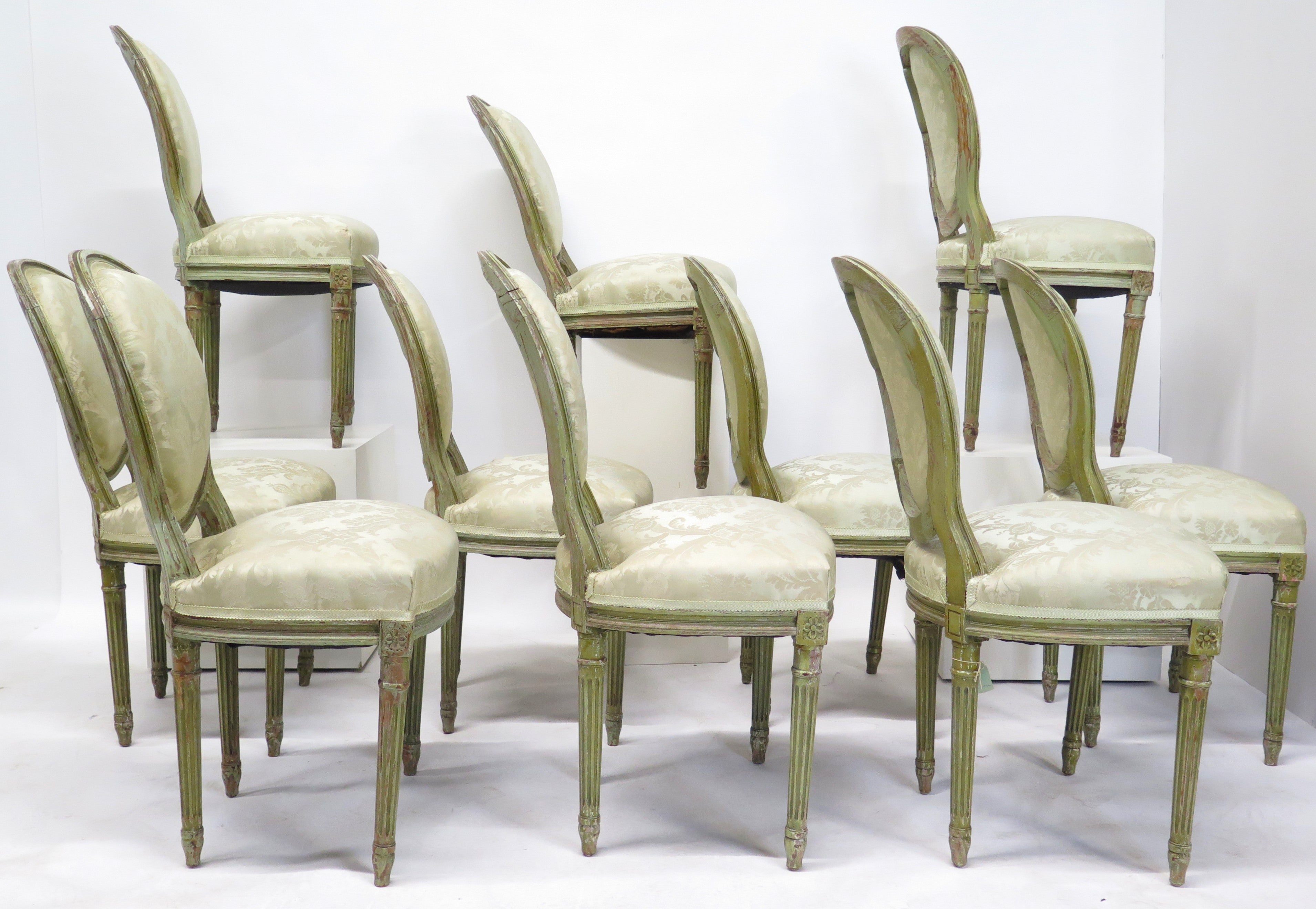 Set of 10 Louis XVI-Style Painted Side Chairs