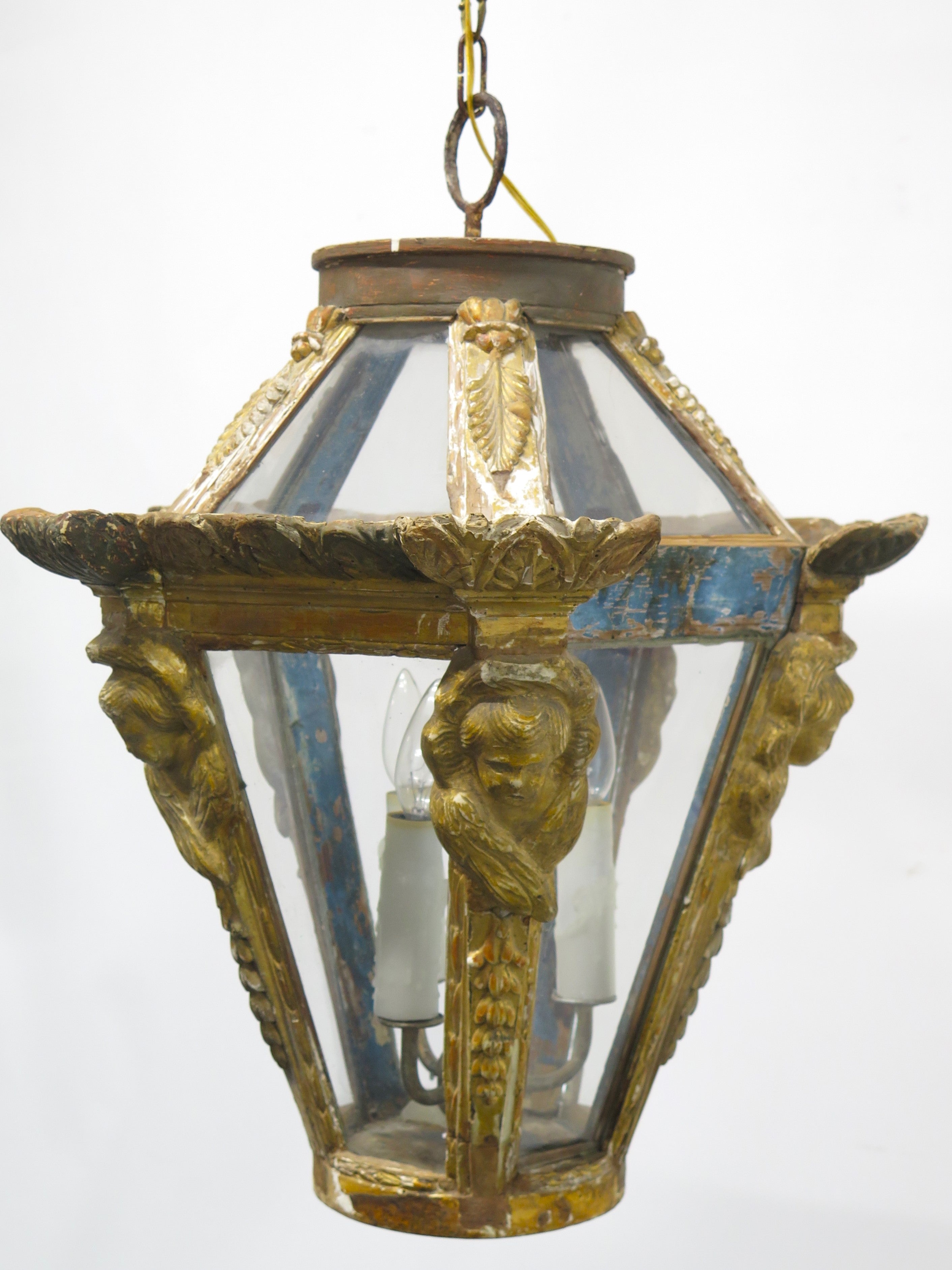 An Italian Gilt Wood Three Light Lantern
