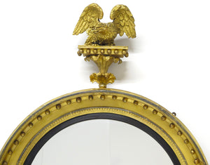 A Large English Regency Gilt Wood Convex Mirror