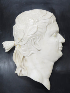 Marble Bas Relief Portrait Profile of a Roman Emperor