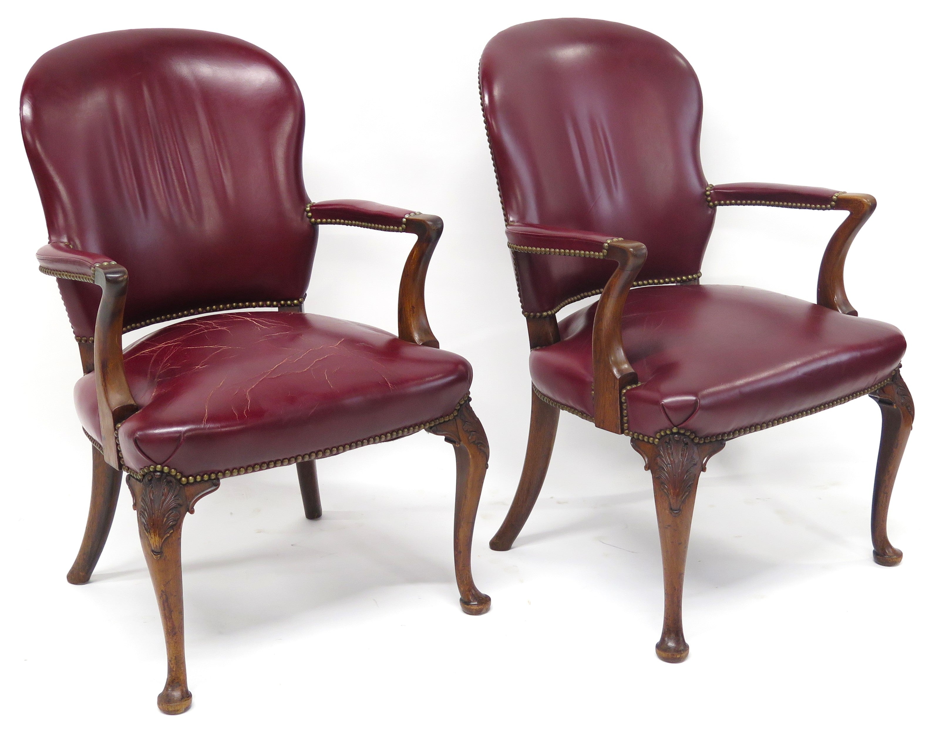 Pair of Georgian-Style Mahogany Elbow Chairs