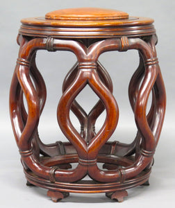 Chinese Hardwood Stool / Low Occasional Table of Barrel Form