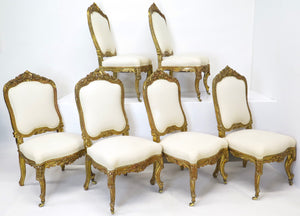 A Set of Six 19th Century Italian Giltwood Chairs