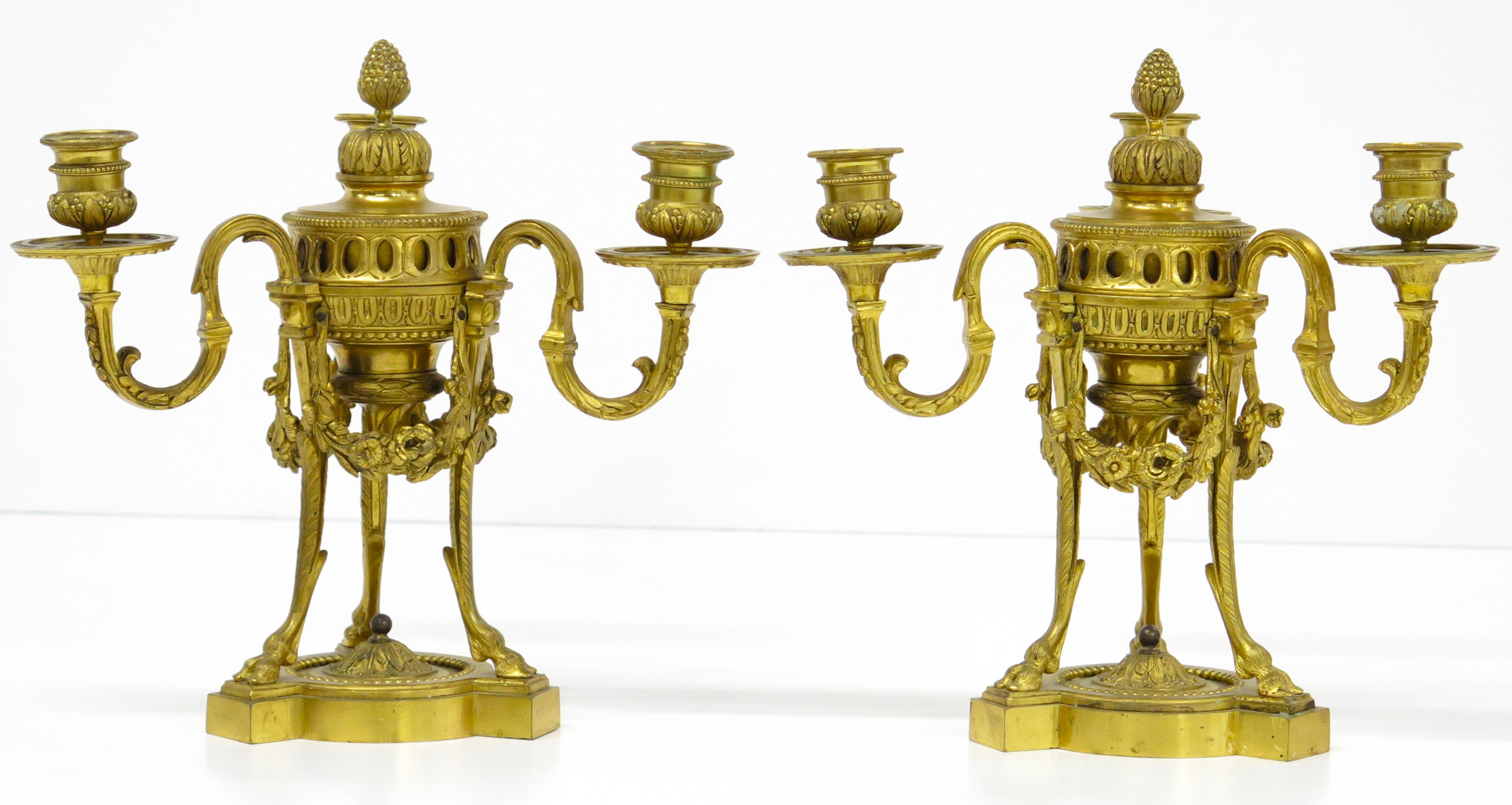 A Pair of Finely Cast and Chased Louis XVI Ormalu Four-Light Cassolette
