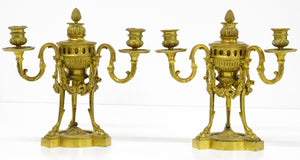 A Pair of Finely Cast and Chased Louis XVI Ormalu Four-Light Cassolette