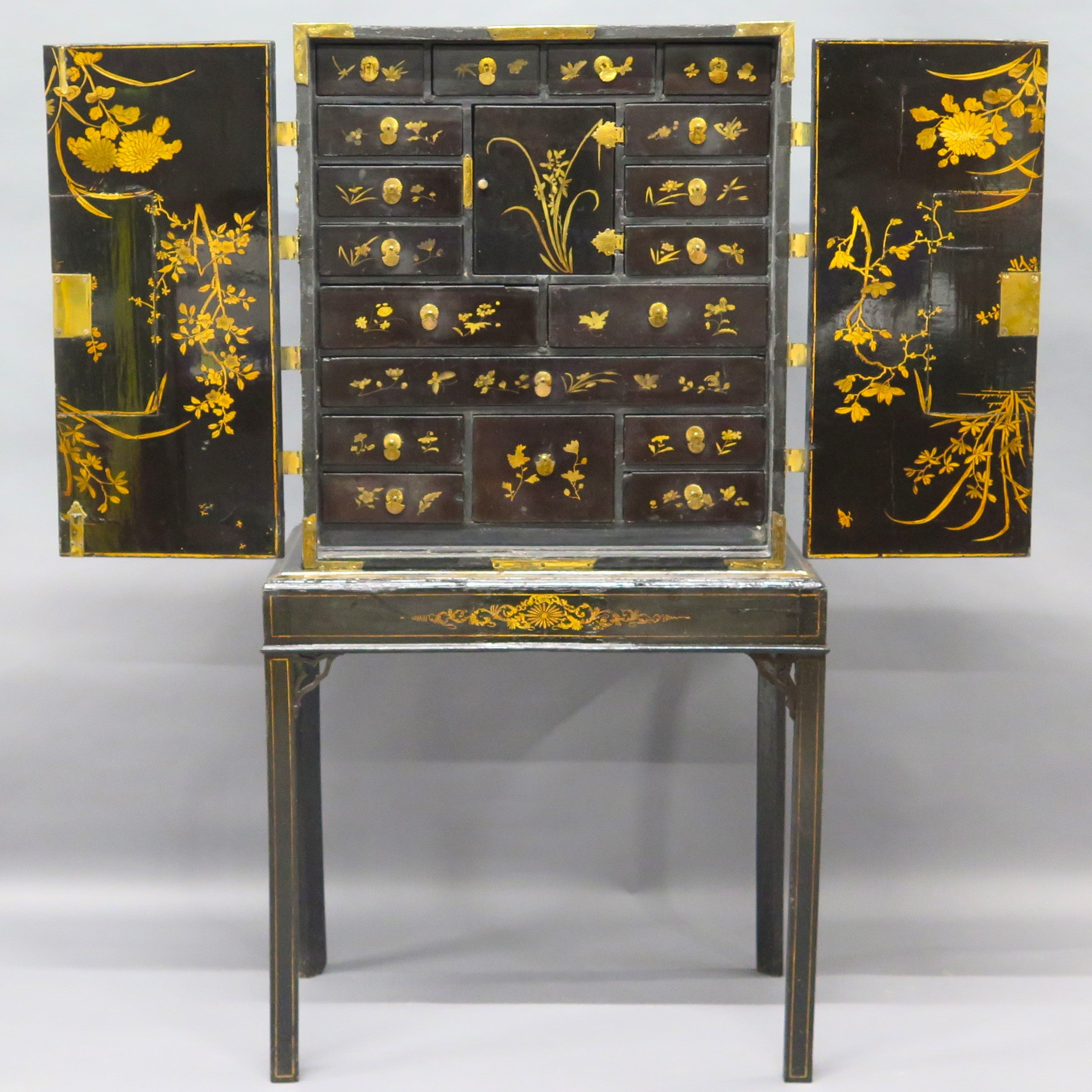 Opulent Chinese Collector's Cabinet on Stand