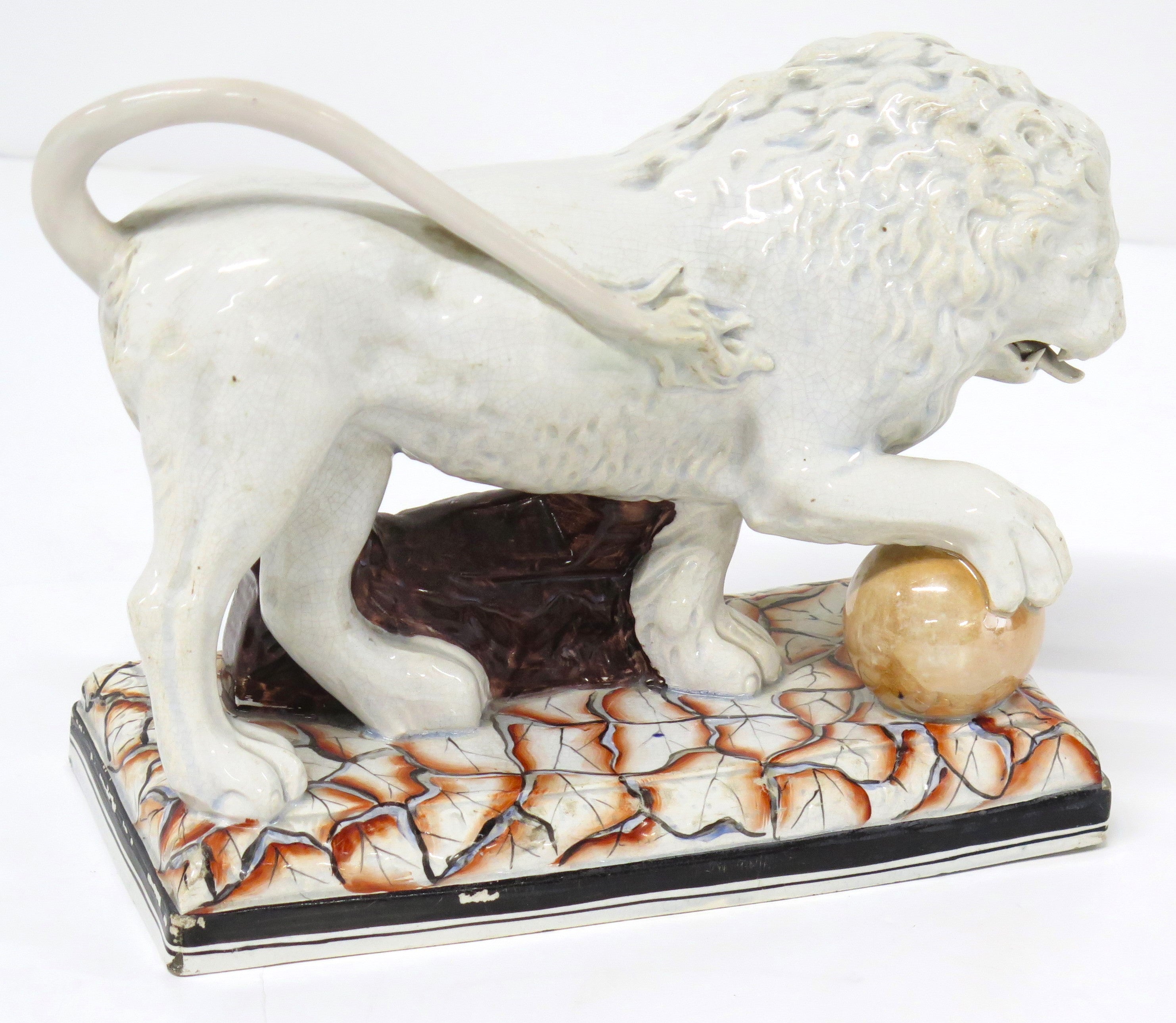 Late 18th Century Staffordshire Ceramic Figure of a Lion