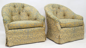 Vintage Fortuny Covered English Tub Chairs