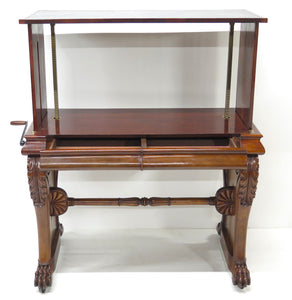 William IV Mahogany Stretcher Based Library Table with Black Leather Top