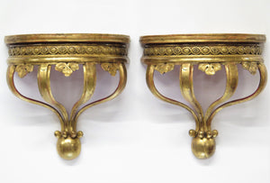 Pair of Carved Gilded Wooden Brackets