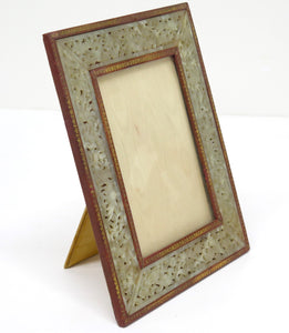 Chinese Carved Jade and Tooled Leather Frame