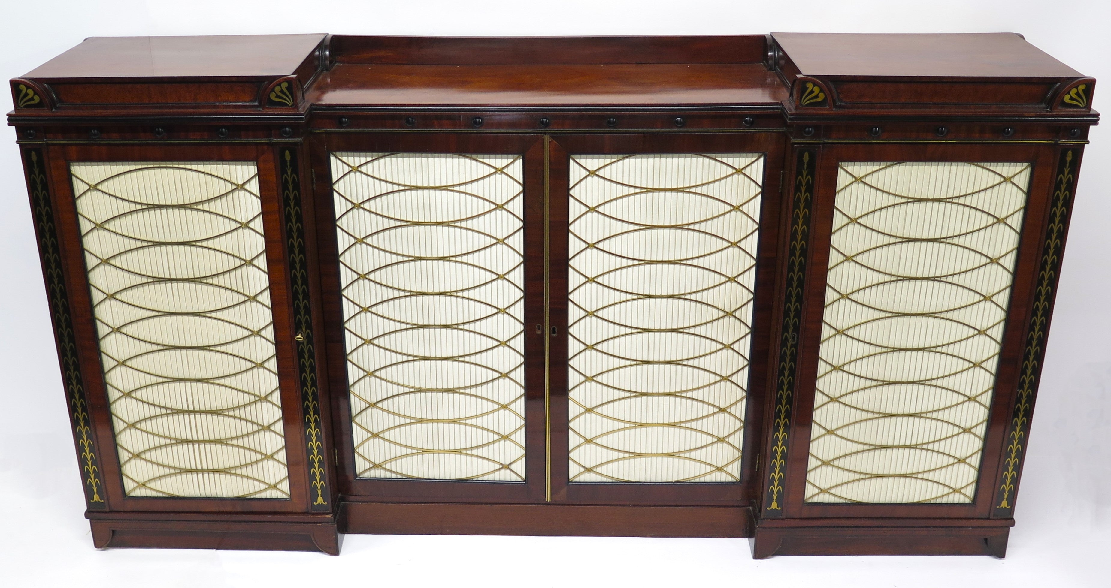 English Regency Brass Inlaid Mahogany and Ebony Cabinet