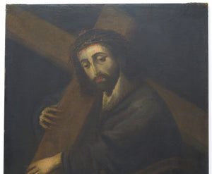 Antique Old Masters Style Portrait of Jesus Carrying the Cross