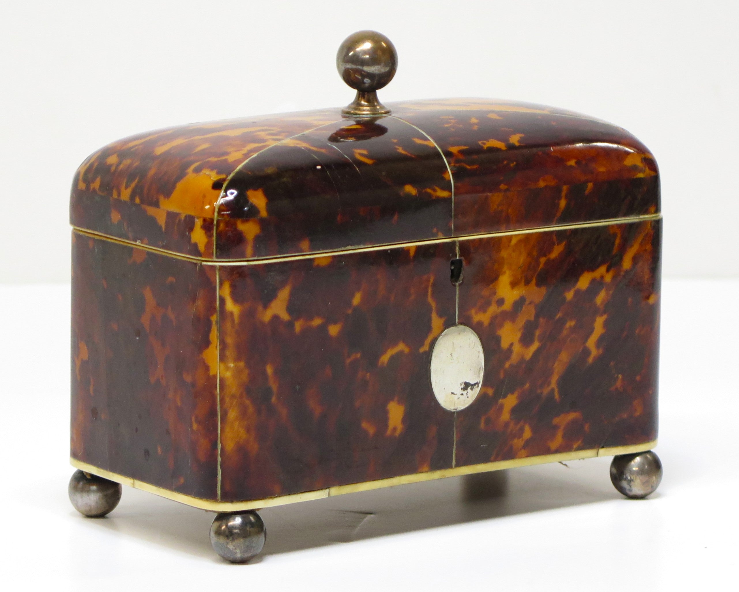 Tortoise Shell Tea Caddy with Silver Decoration – Nick Brock Antiques
