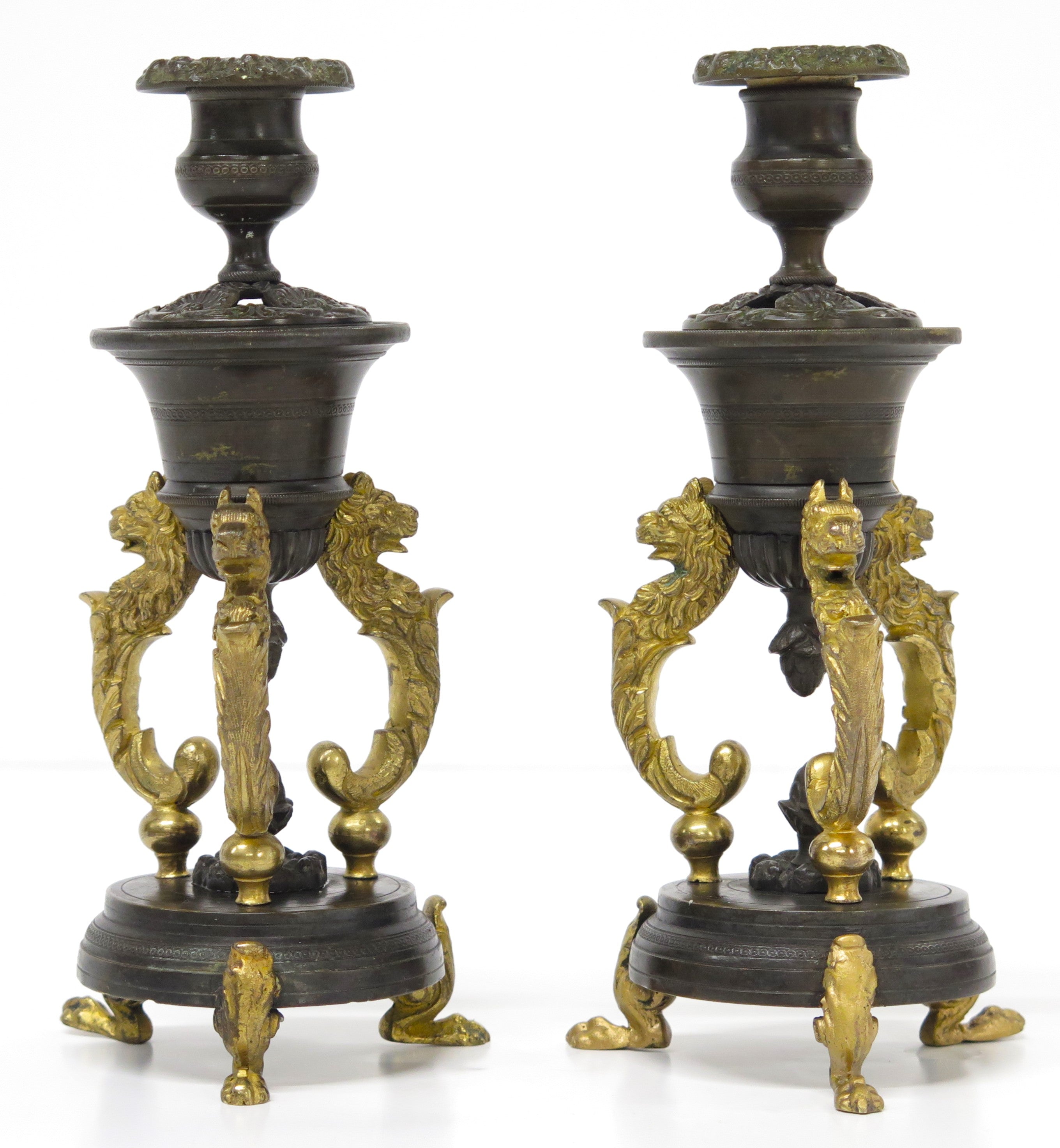 A Pair of Late Regency Patinated and Metal Cassoulets