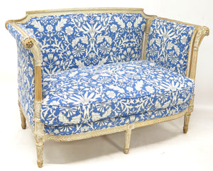 Directoire-Style Sofa with Carved and Painted Frame