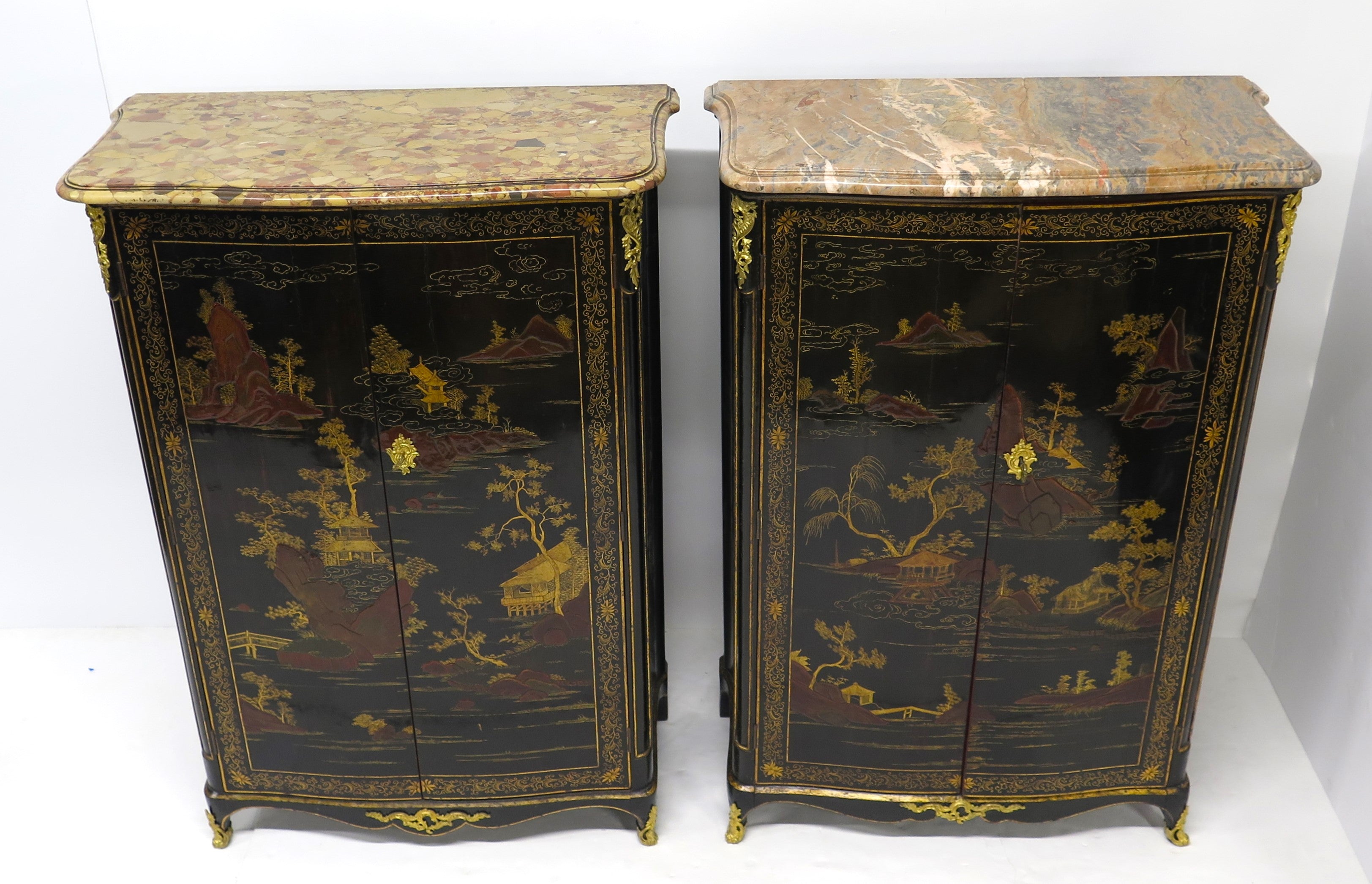 Pair of Louis XV Ormolu-Mounted Black Lacquer Cabinets by Jacques Dubois, Circa 1750