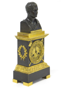 French Empire Patinated and Gilt Bronze Clock by Cleret