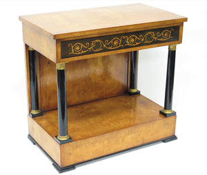 Biedermeier Pier Table / Console of Birch with Ebonized Trim