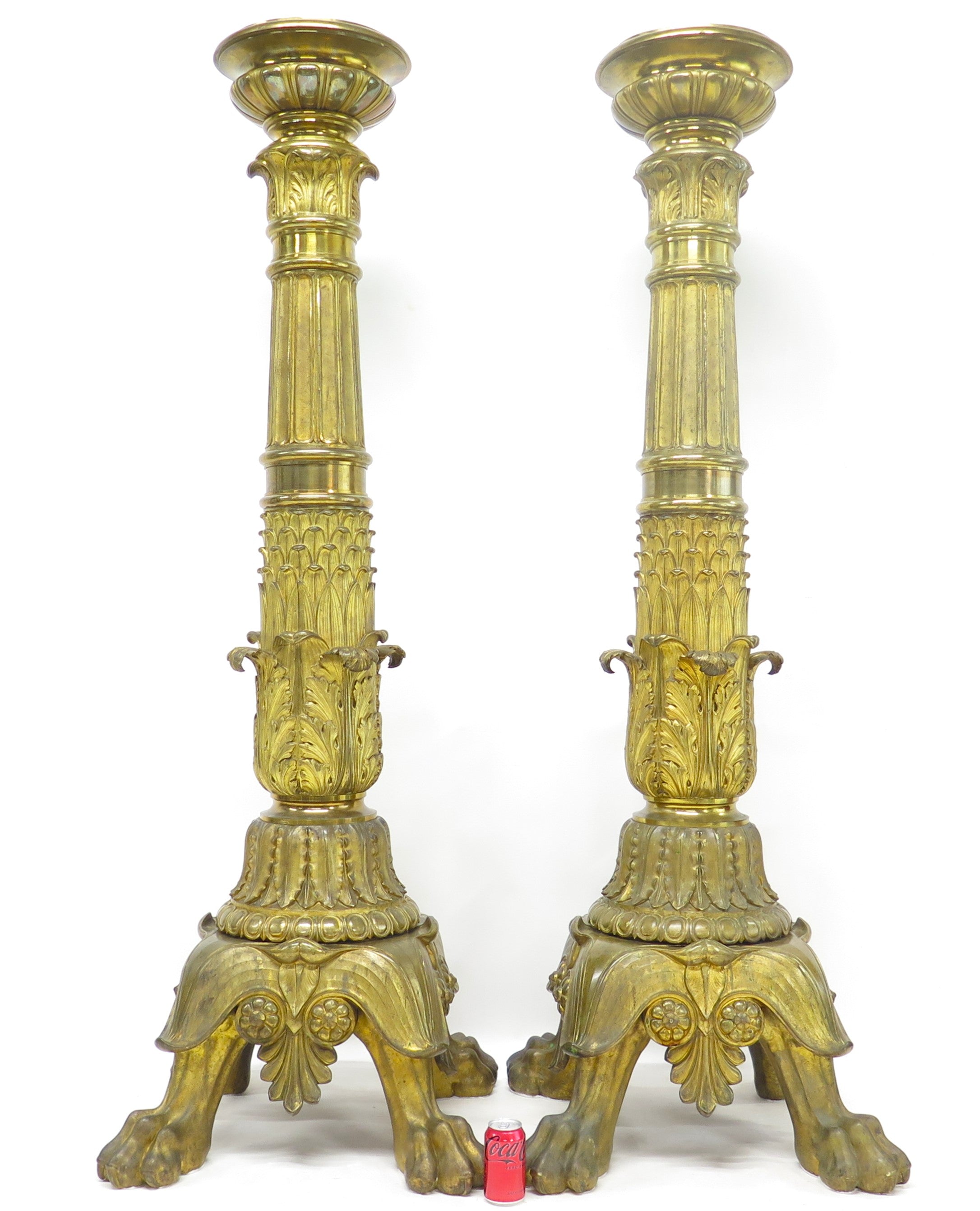 A Pair of Large, Impressive Mid-19th Century Gilt Bronze Torchieres
