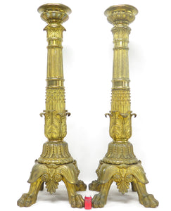 A Pair of Large, Impressive Mid-19th Century Gilt Bronze Torchieres