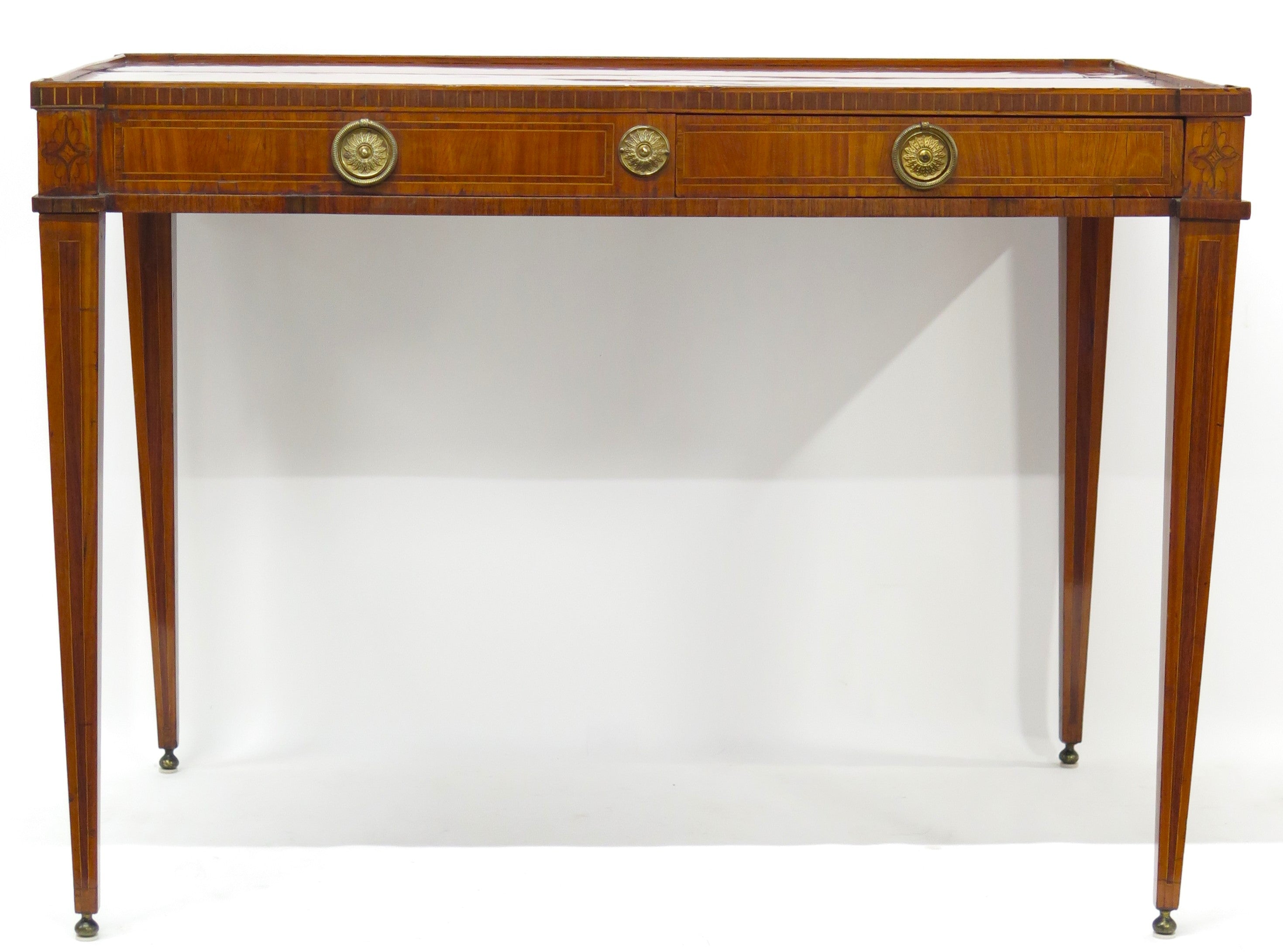 A Late 18th / Early 19th Century Dutch Marquetry Inlaid Veneered Silver Table