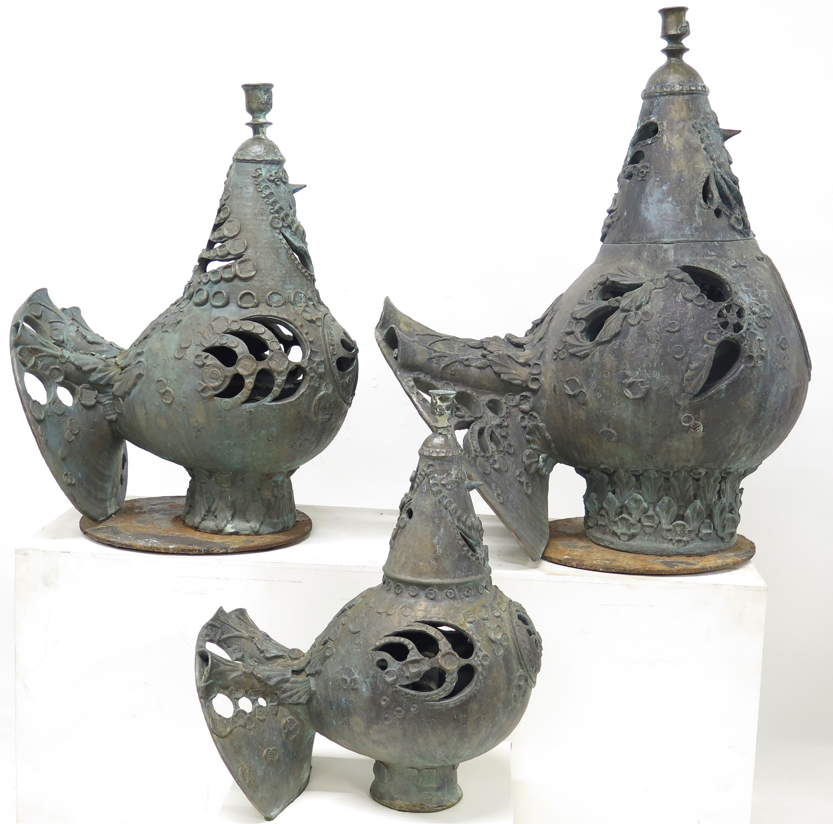 Rare Bronze Bird Fountains by Bjorn Wiinblad (Danish, 1919-2006)