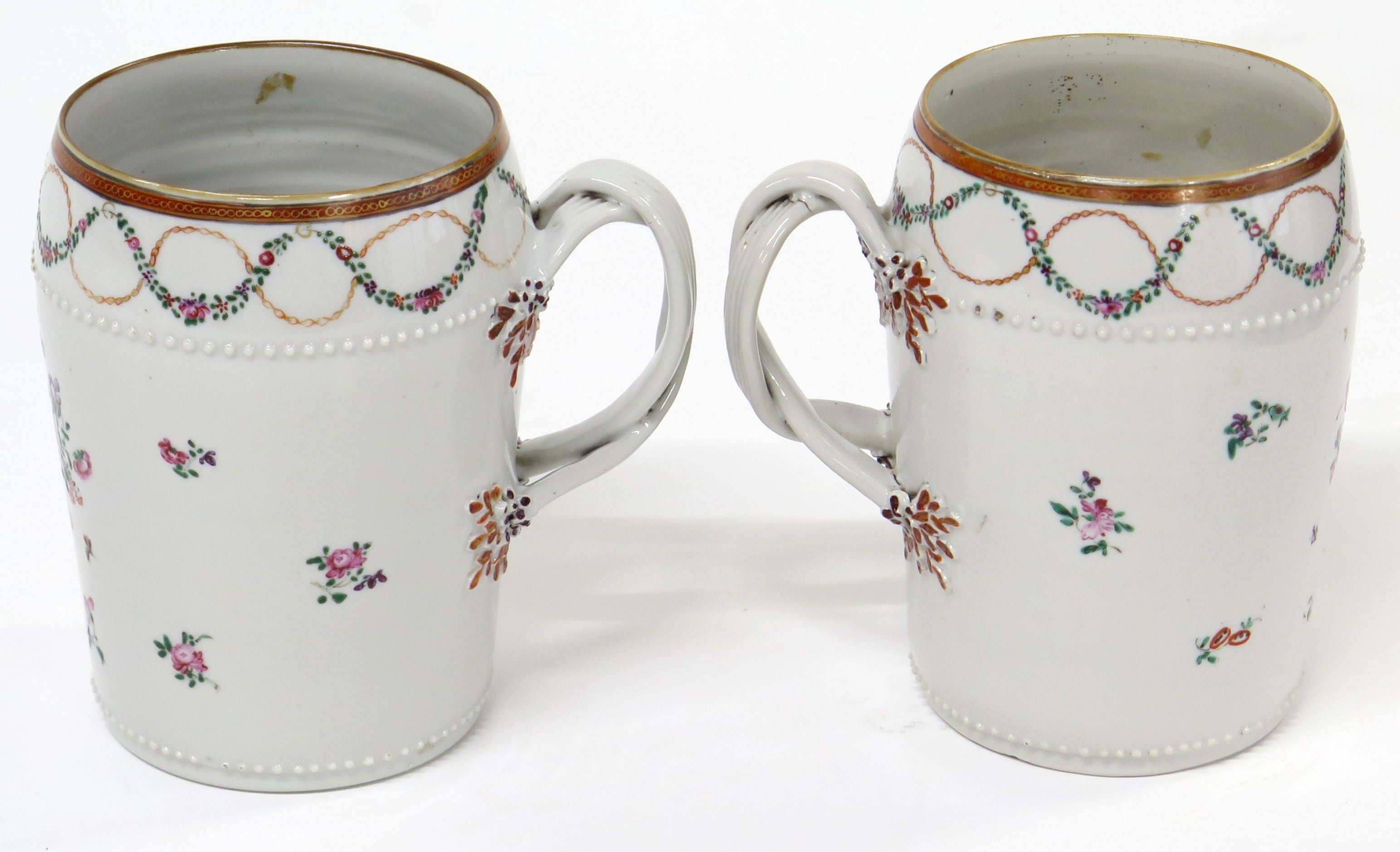 A Pair of Chinese Export Porcelain Famille Rose Mugs