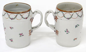A Pair of Chinese Export Porcelain Famille Rose Mugs