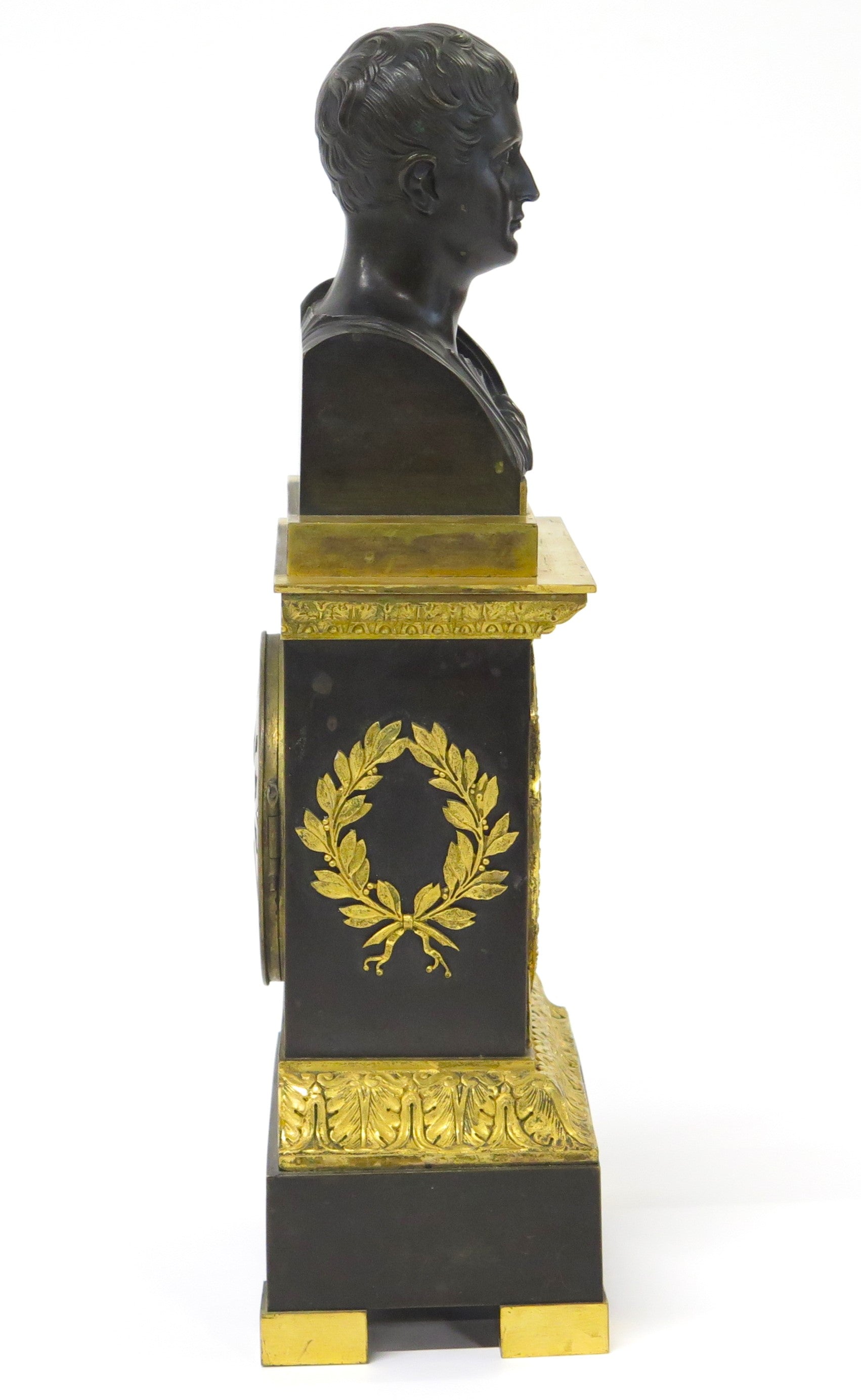 French Empire Patinated and Gilt Bronze Clock by Cleret