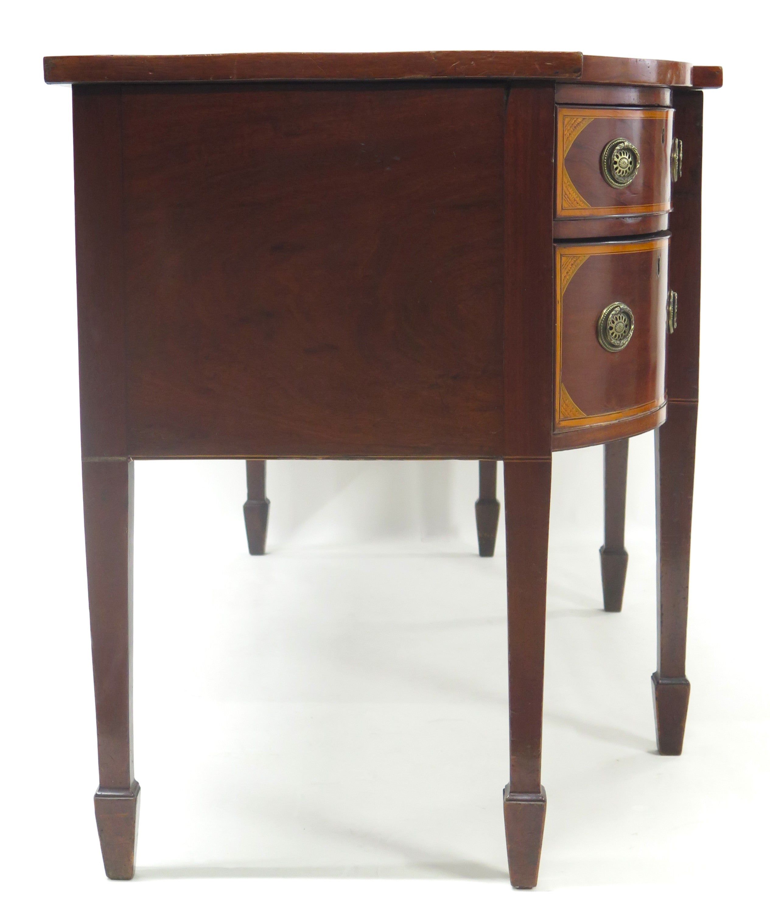A Very Fine Mahogany, Satinwood and Harewood Stepped Bow Front Sideboard