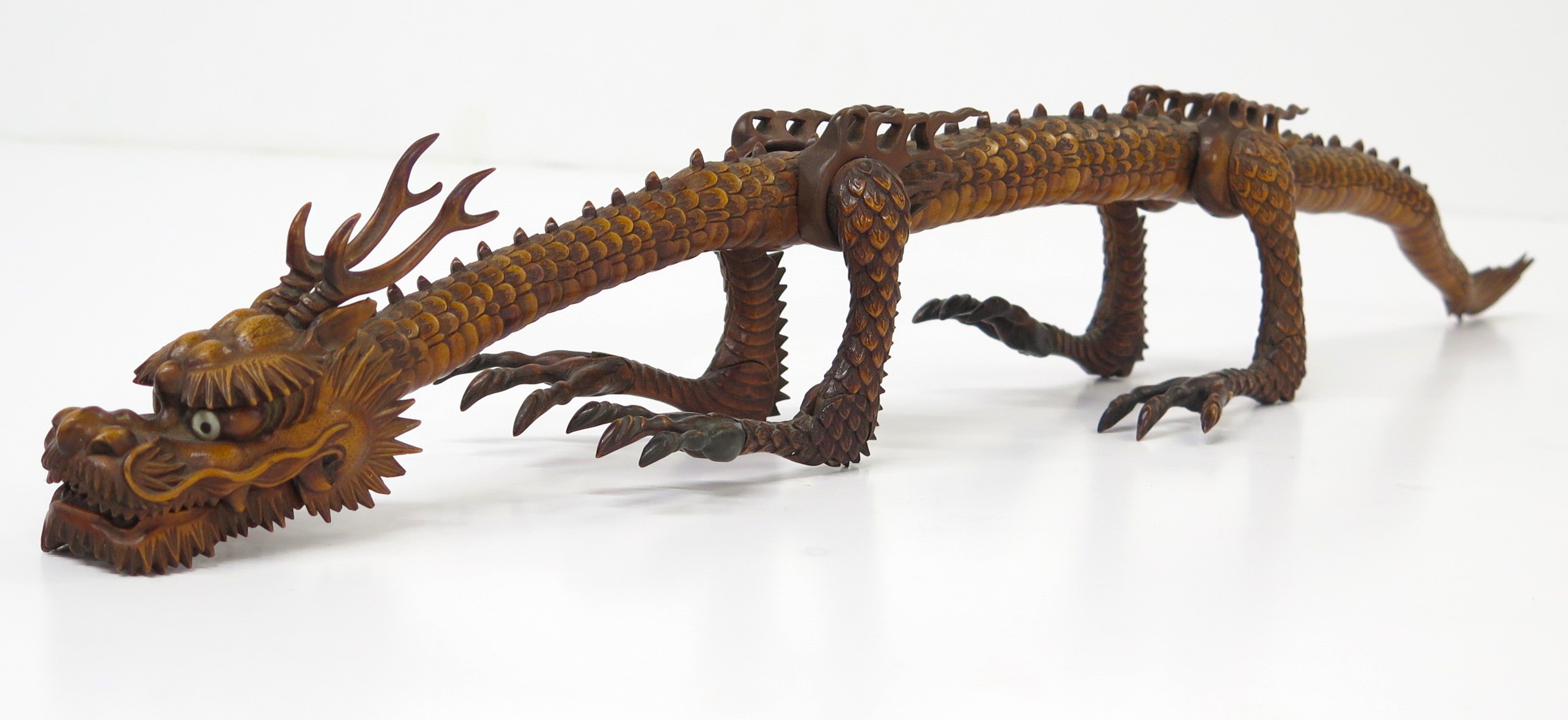 Antique Japanese Carved Boxwood Jizia-Okimono of a Dragon