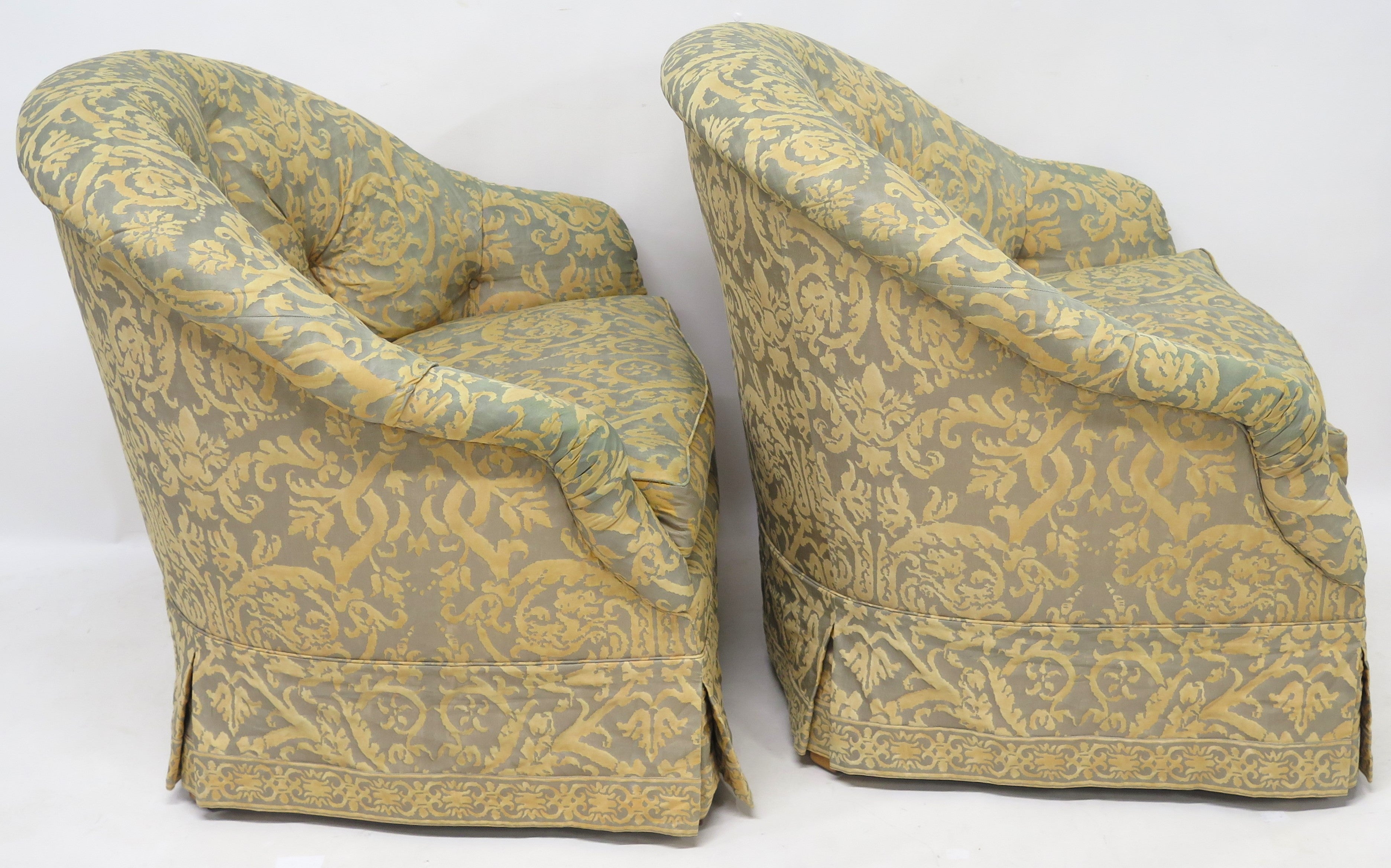 Vintage Fortuny Covered English Tub Chairs