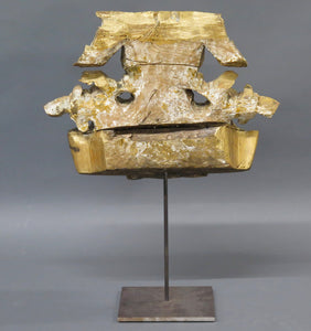 Hand Carved Gilt Wood Fragment on Stand