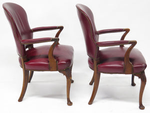 Pair of Georgian-Style Mahogany Elbow Chairs