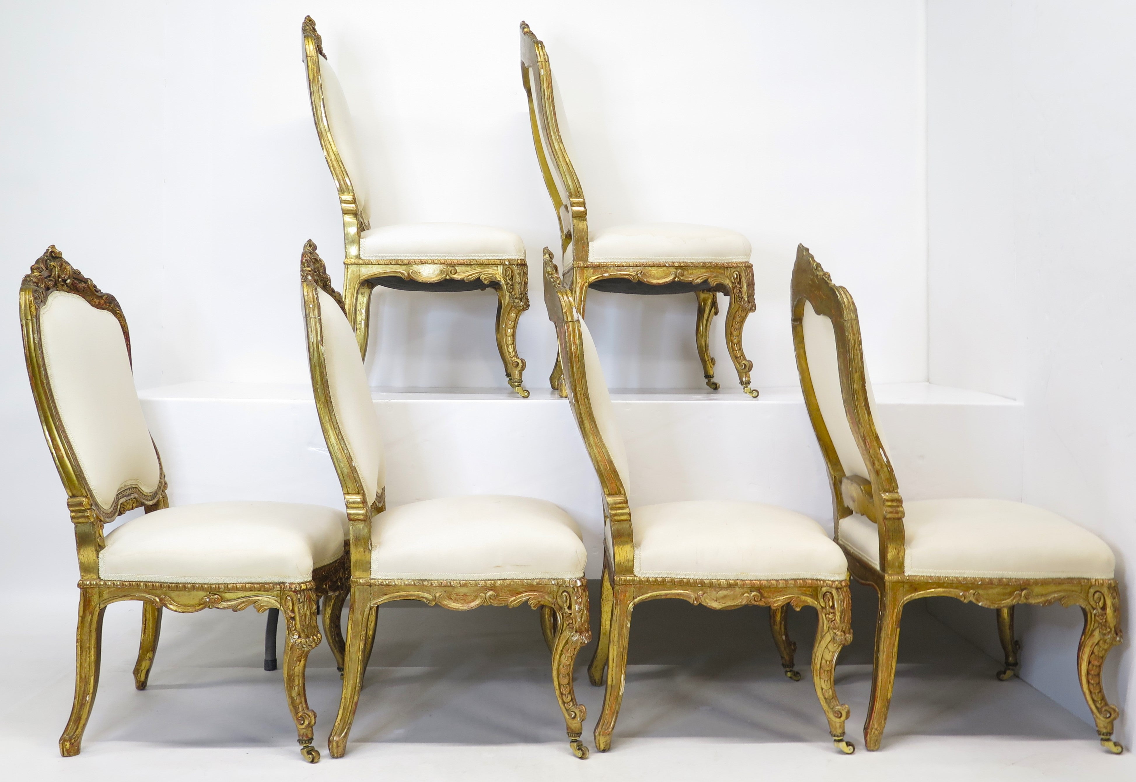 A Set of Six 19th Century Italian Giltwood Chairs