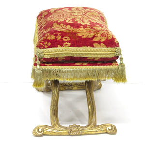 Louis XV-Style Giltwood X-Shaped Folding Stool / Curule Seat