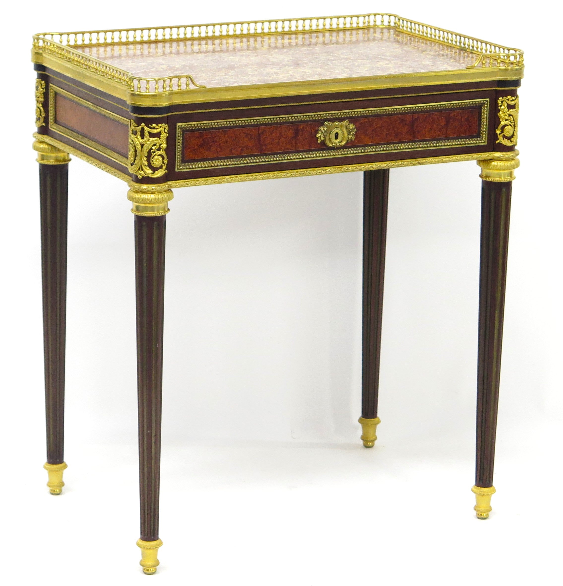 A Very Fine French 19th Century Ormolu-mounted Mahogany and kingwood Table à écrire ( Writing Table ) in the Louis XVI Style