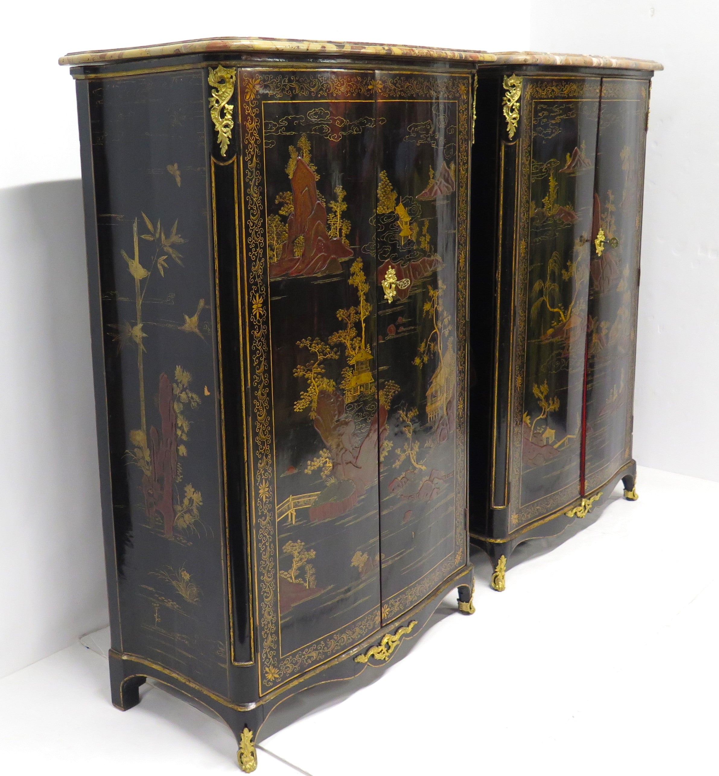 Pair of Louis XV Ormolu-Mounted Black Lacquer Cabinets by Jacques Dubois, Circa 1750