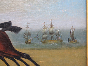 Late Georgian Oil on Canvas Horses with Jockeys
