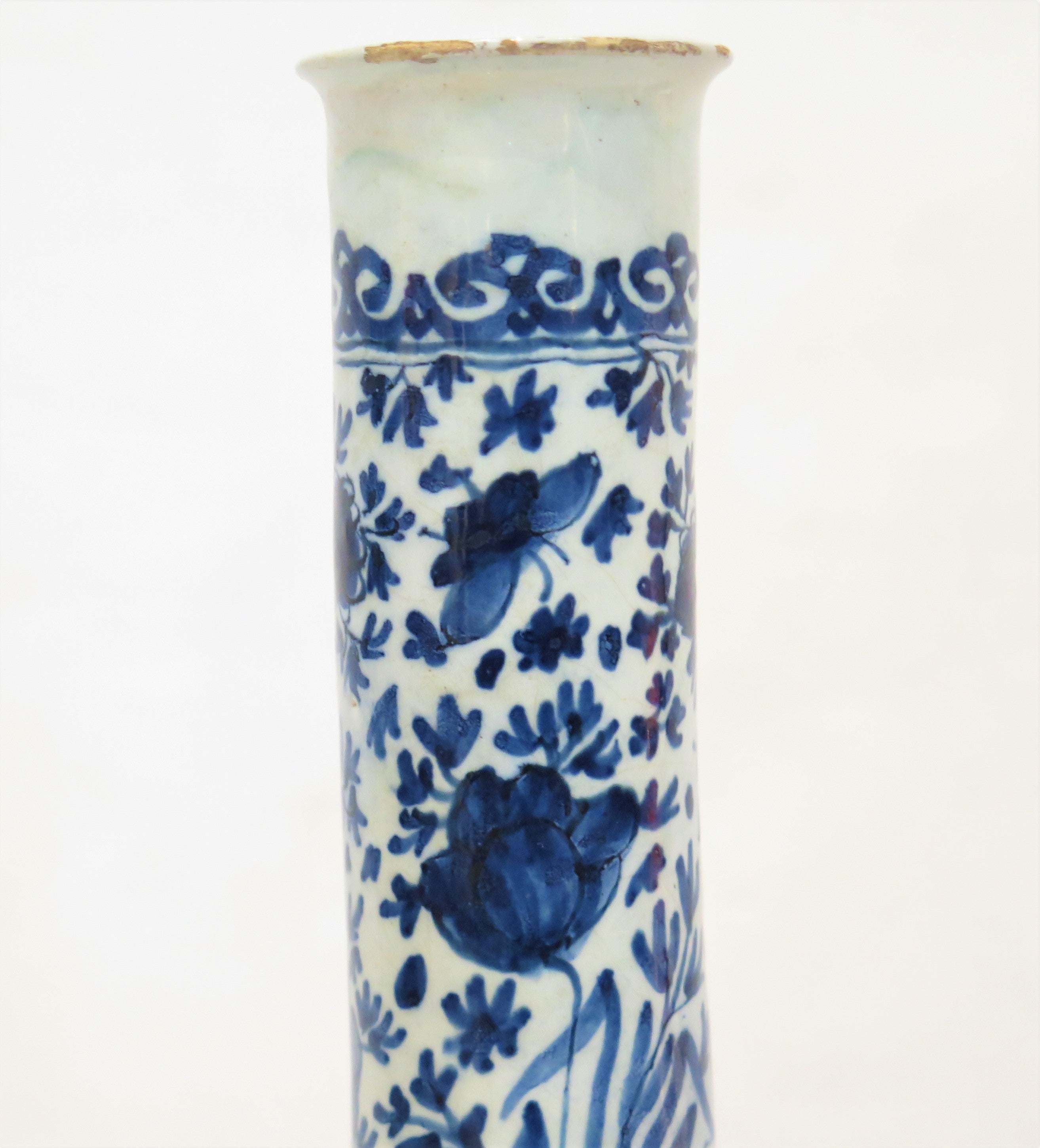 Pair of Dutch Delft Blue and White Bottle Vases