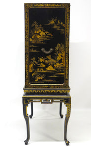 Late 18th Century Rectangular Chinese Export Lacquered Cabinet on Stand