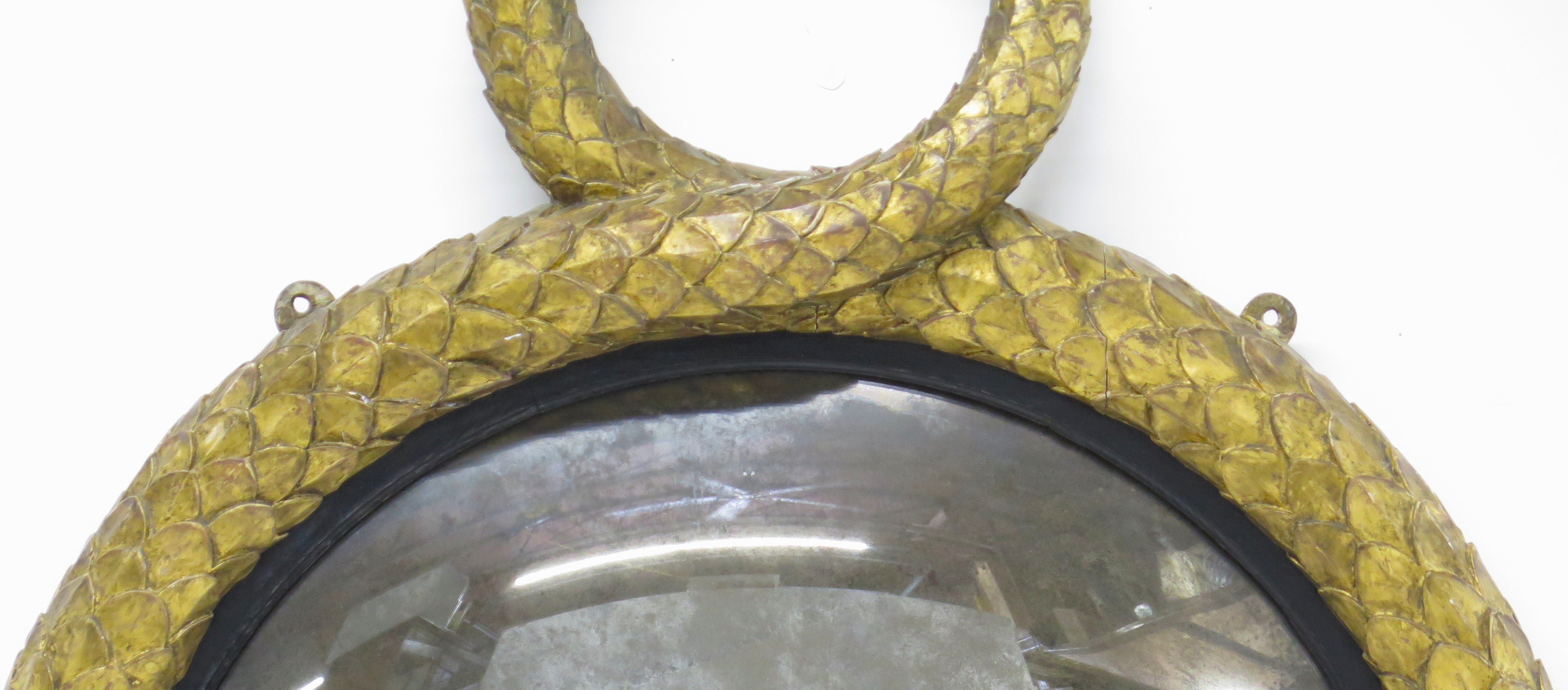 English Regency Giltwood Serpent-Form Convex Mirror